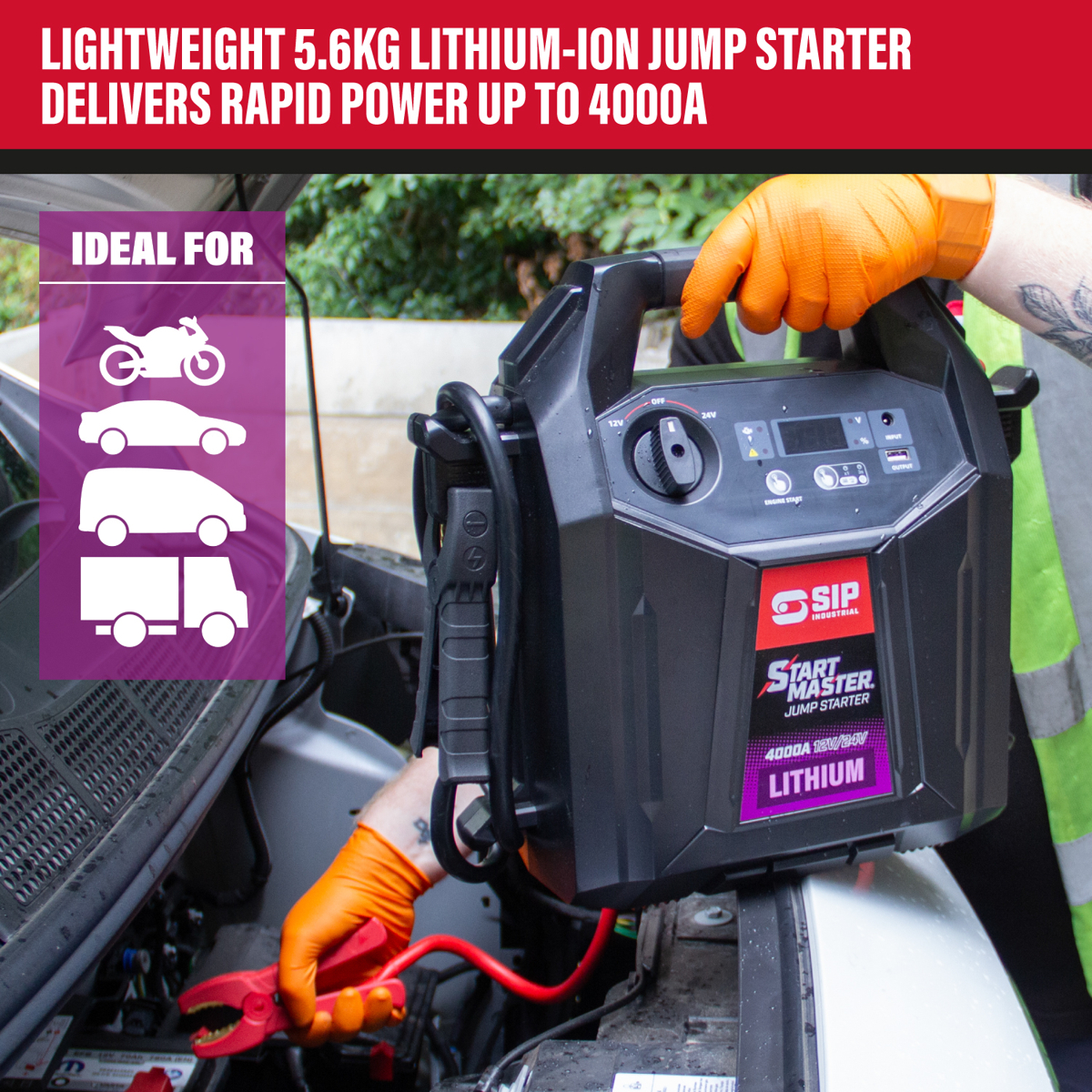 SIP 4000A 12V/24V Lithium Jump Starter
